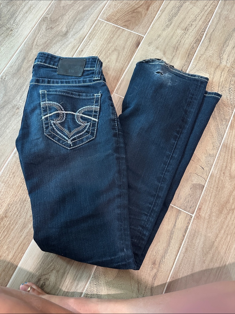 Big Star Women's Dark Blue Boot Cut Jeans with Embroidered Pockets